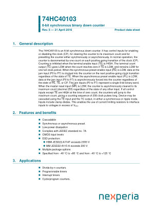 74HC40103PW datasheet cover page