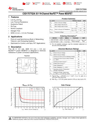 CSD17577Q3A datasheet cover page