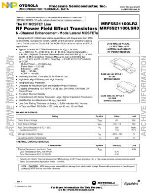 MRF5S21100L 数据手册首页