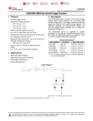 CD40106B-MIL datasheet cover page
