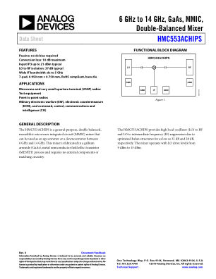 HMC553ACHIPS 数据手册首页