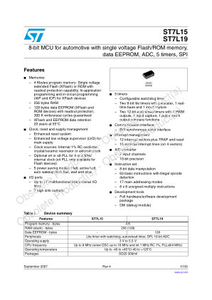 ST7L15 数据手册首页