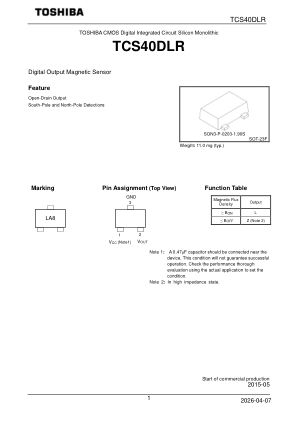 TCS40DLR datasheet cover page