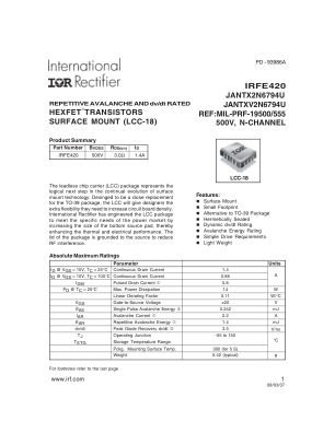 JANTXV2N6794U datasheet cover page