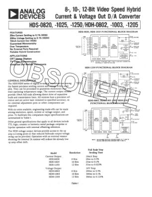 HDS-1025 datasheet cover page