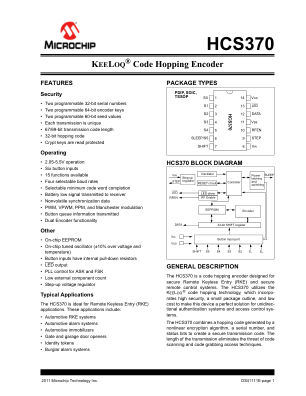 HCS370-I 数据手册首页