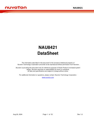 NAU8421 数据手册首页