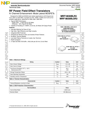 MRF18030B datasheet cover page