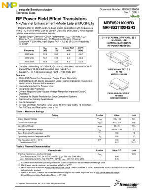 MRF8S21100H datasheet cover page