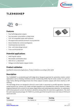 TLE94004EP datasheet cover page