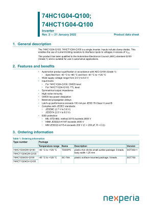 74HC1G04GV-Q100125 datasheet cover page
