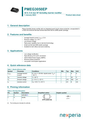 PMEG3050EP datasheet cover page