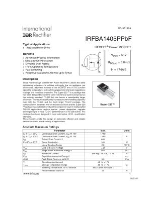 IRFBA1405P 数据手册首页