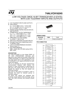 74ALVCH16245 datasheet cover page