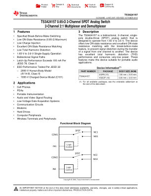 TS3A24157 datasheet cover page