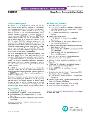 DS28E36 datasheet cover page