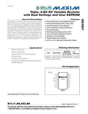 DS3901 datasheet cover page