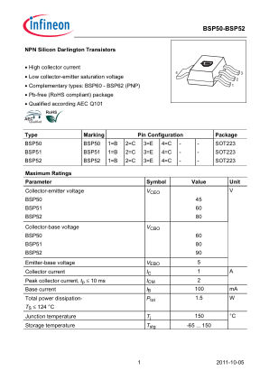 BSP51 数据手册首页
