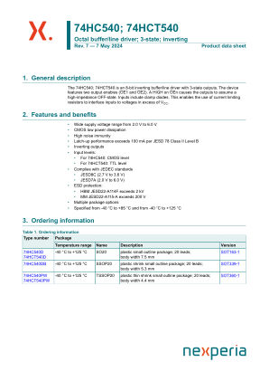 74HC540D datasheet cover page
