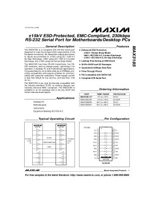 MAX3185 数据手册首页