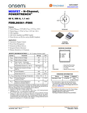 FDBL86561 datasheet cover page