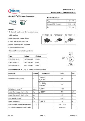 I45P03P4L-11 datasheet cover page