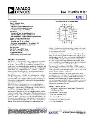 AD831 datasheet cover page