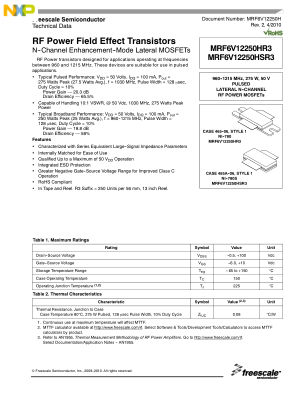 MRF6V12250H datasheet cover page