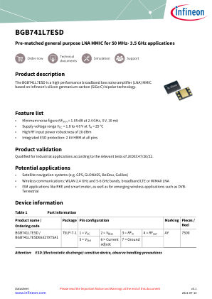 BGB741L7ESD datasheet cover page