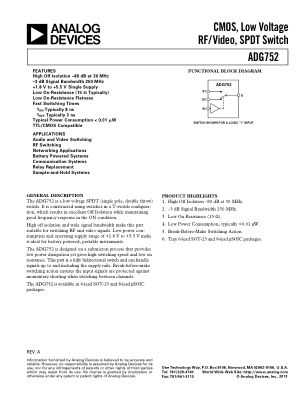 ADG752 datasheet cover page