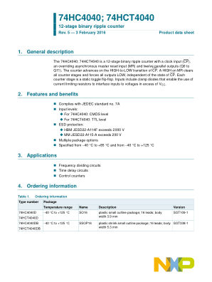74HC4040D datasheet cover page