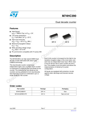 M74HC390 datasheet cover page