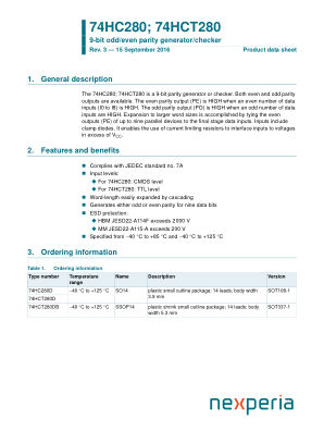 74HC280D datasheet cover page