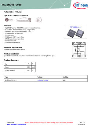 IAUZN04S7L019 datasheet cover page