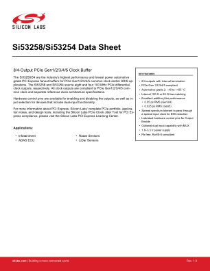 SI53254A-D01AM datasheet cover page