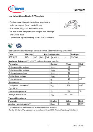 BFP182W datasheet cover page