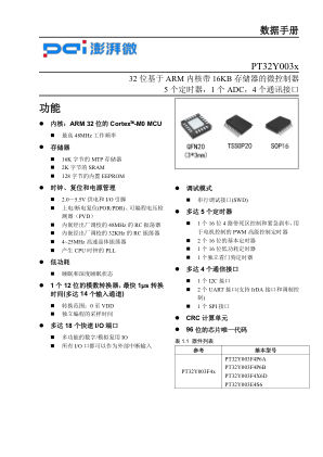 PT32Y003X 数据手册首页