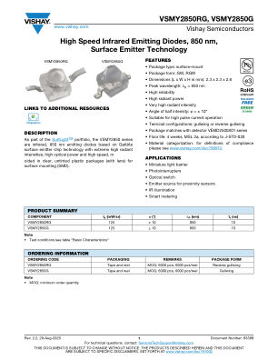 VSMY2850 datasheet cover page