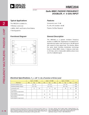 HMC204 datasheet cover page