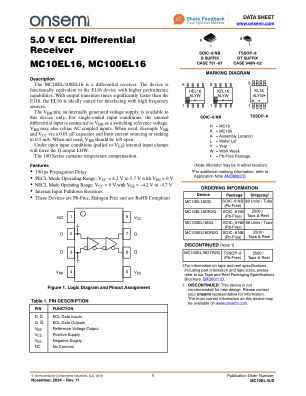 MC10EL16 数据手册首页