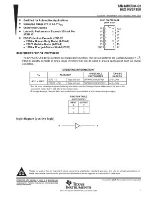 SN74AHCU04-Q1 数据手册首页