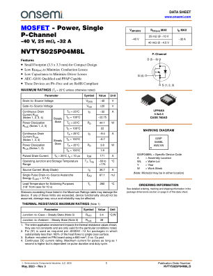 NVTYS025P04M8L datasheet cover page
