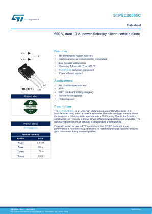 STPSC20065C datasheet cover page