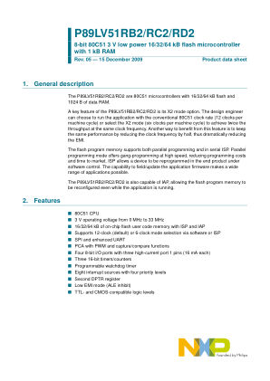 P89LV51RB2 datasheet cover page