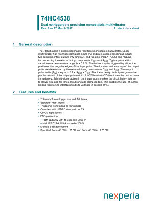 74HC4538PW datasheet cover page