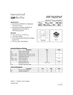 IRF7820 datasheet cover page