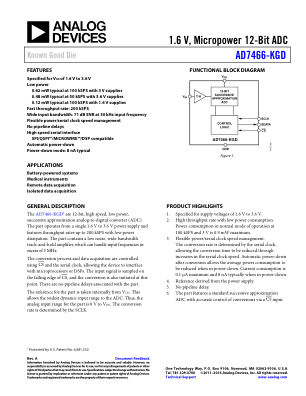 AD7466-KGD 数据手册首页