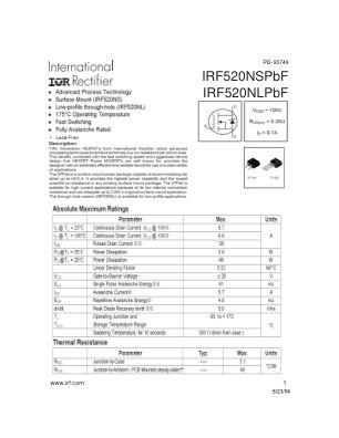 IRF520NS datasheet cover page