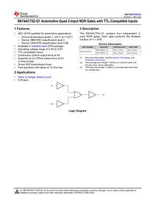 SN74ACT02-Q1 datasheet cover page