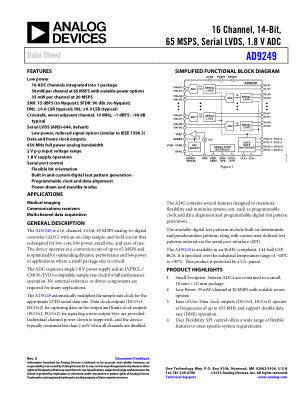 AD9249 数据手册首页